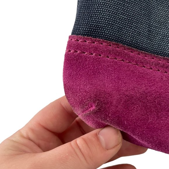 Fossil Taylor Crossbody Purse Bag Fab Navy Magenta Purple Canvas & Suede Leather - Picture 6 of 8